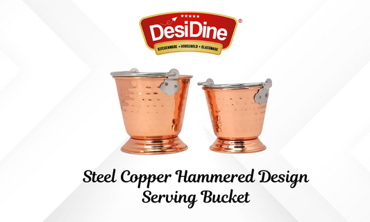 Functional Beauty: DesiDine's Hammered Copper Serving Buckets – Set of 2, 500ml Each