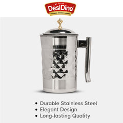 Desidine Diamond Look Steel Jug For Serving Water