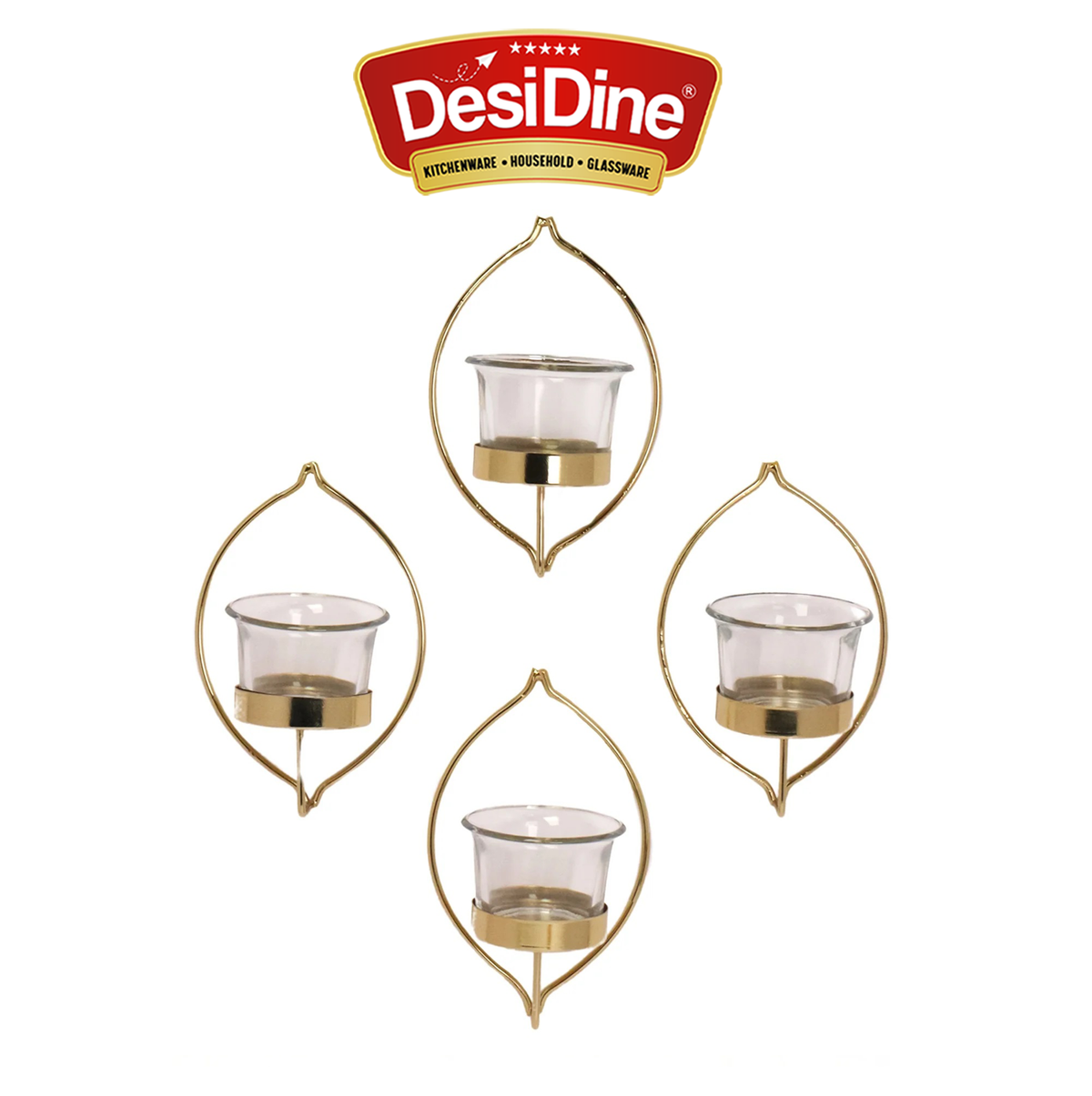 Desidine Gold-Toned Wall Hanging Tealight Holder | Set Of 4