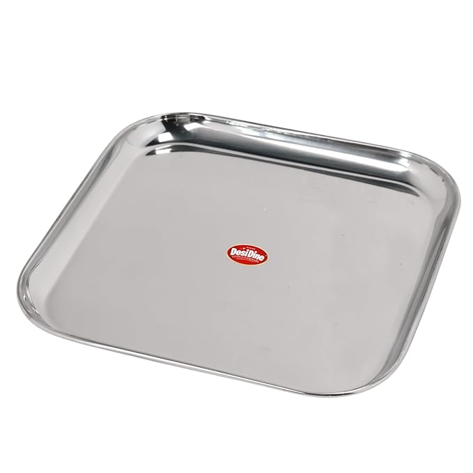 DesiDine Stainless Steel Small Square Shape Plates