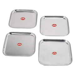 DesiDine Stainless Steel Small Square Shape Plates