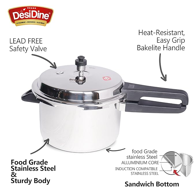 Stainless Steel Outer Lid induction Base Pressure Cooker