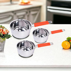 Stainless Steel Sauce Tea Pan with Handle Induction Set Of 3