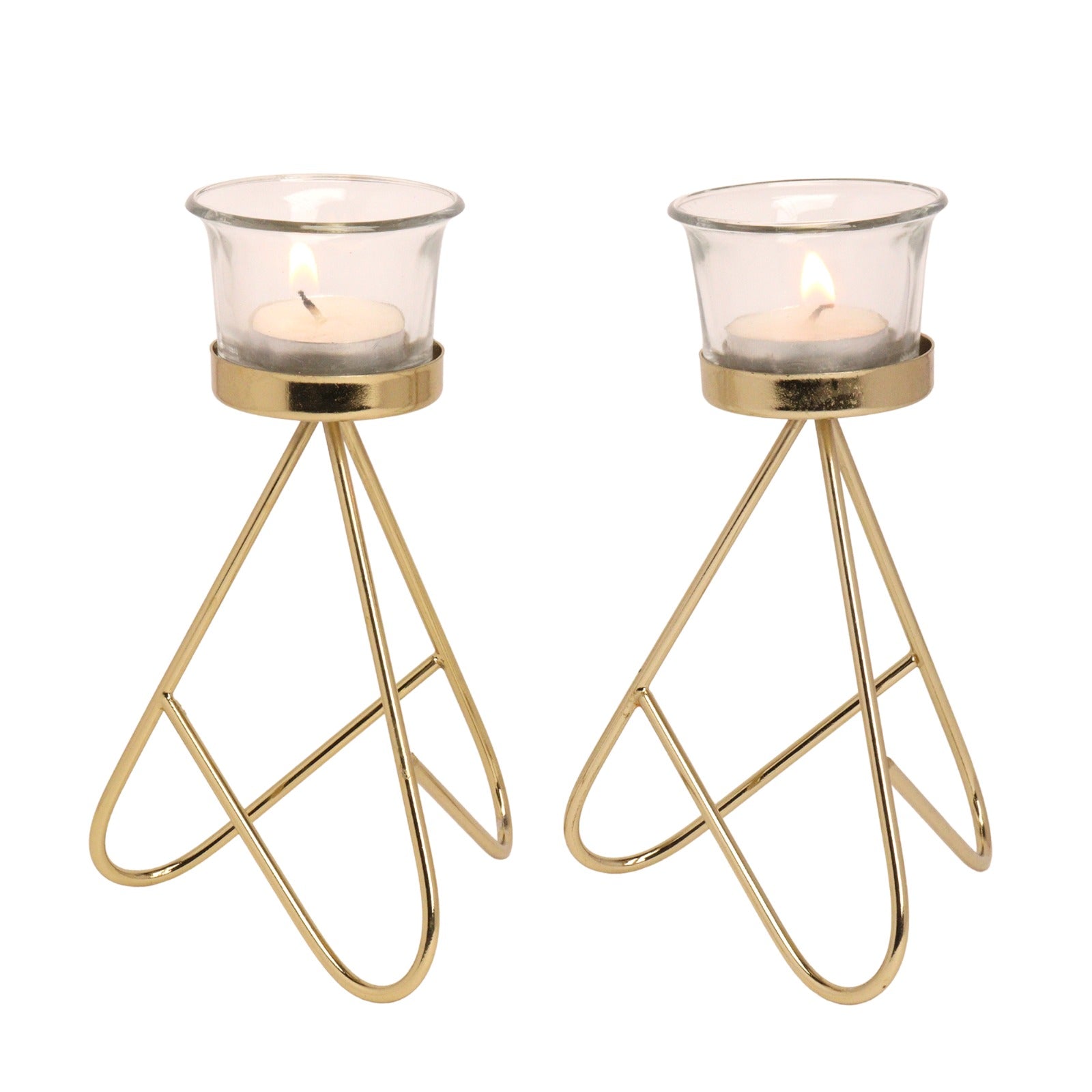 Desidine Golden Finish Tealight Holder Set Of 2