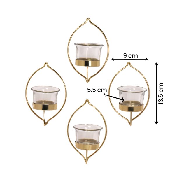 Desidine Gold-Toned Wall Hanging Tealight Holder | Set Of 4