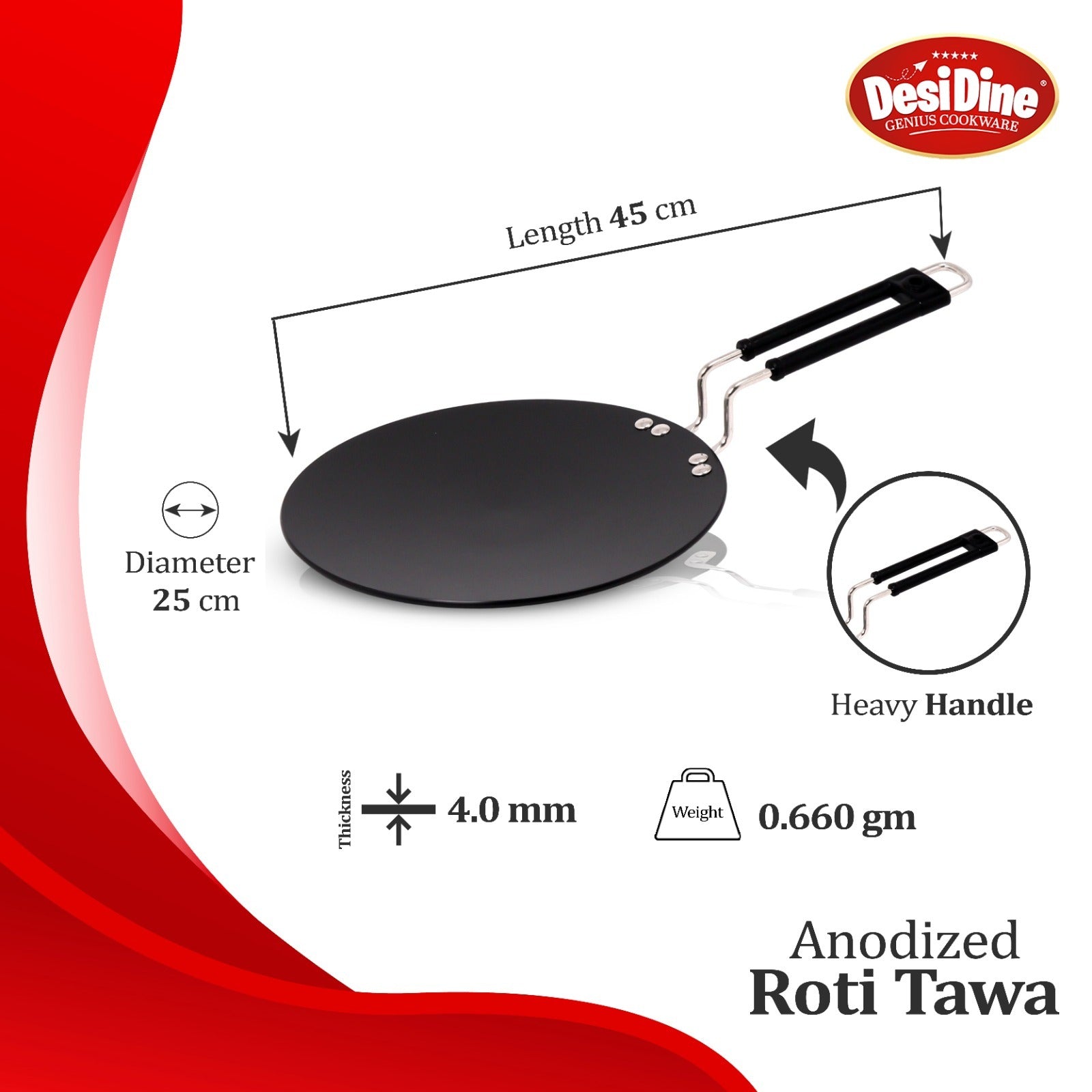 DesiDine Hard Anodised Roti Tawa 10"