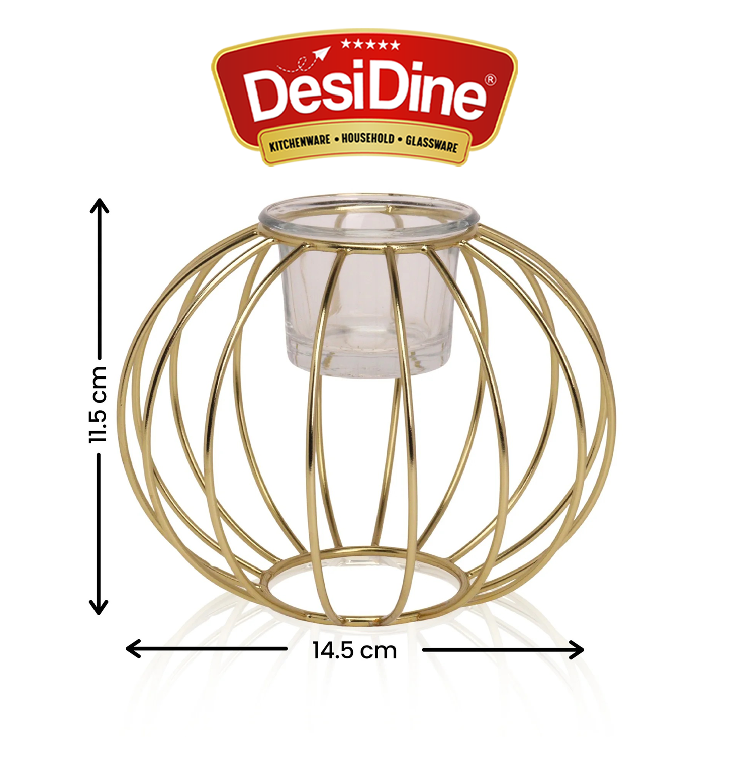 Desidine Iron Golden Finishing Tealight Candle Holder