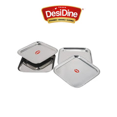 DesiDine Stainless Steel Small Square Shape Plates