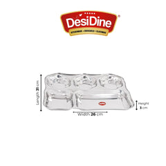 Desidine Stainless Steel 5 in 1 Flower Shape Compartment Thali – Set of 4