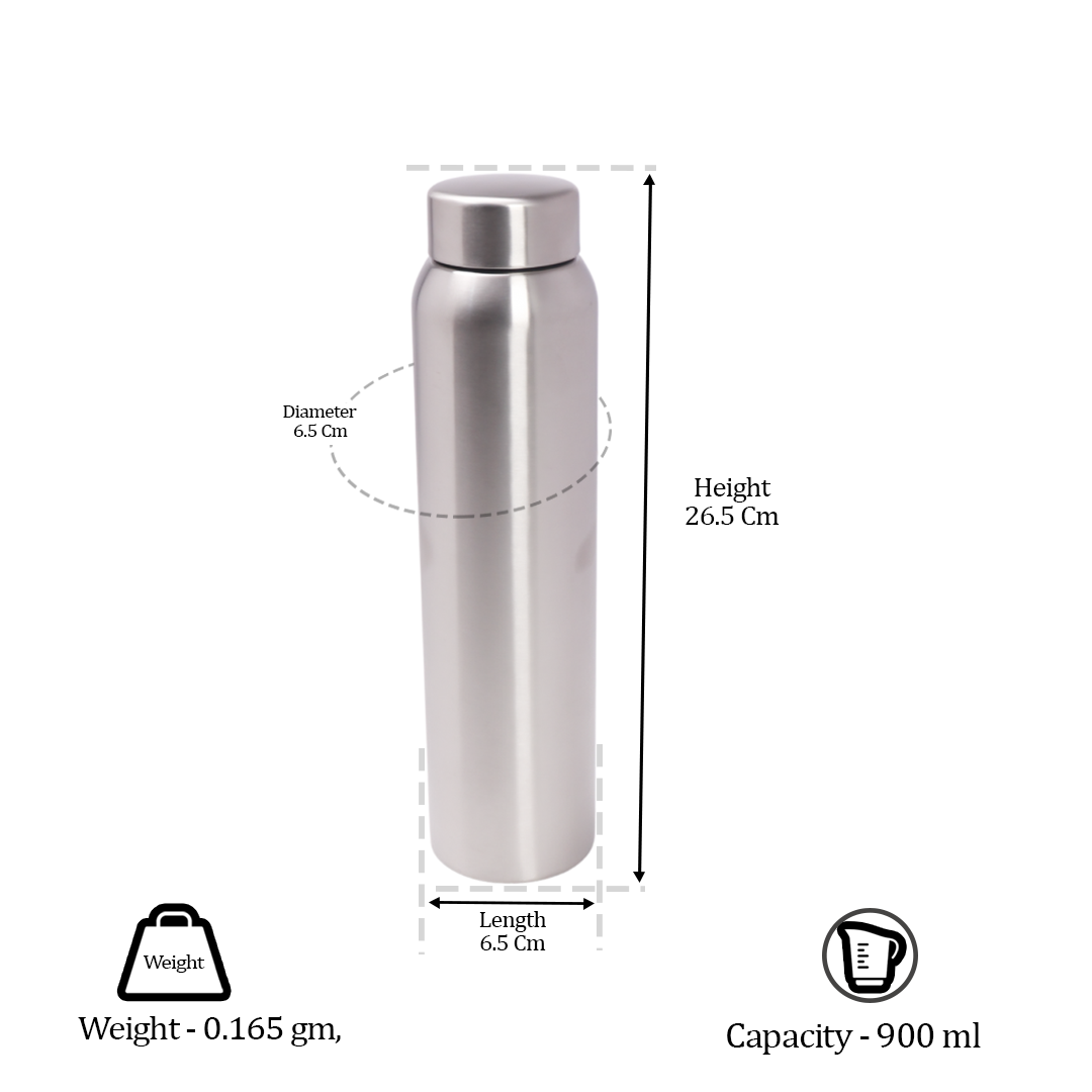 Desidine Single Wall Stainless Steel Water Bottle, 1 Litre