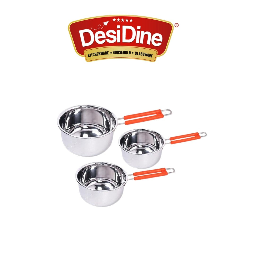 Stainless Steel Sauce Tea Pan with Handle Induction Set Of 3